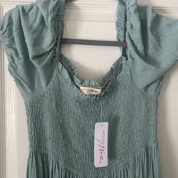 Hello MIZ Smocked Midi Dress in Sage - Picture 5 of 5